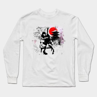 Japanese girl with guitar Long Sleeve T-Shirt